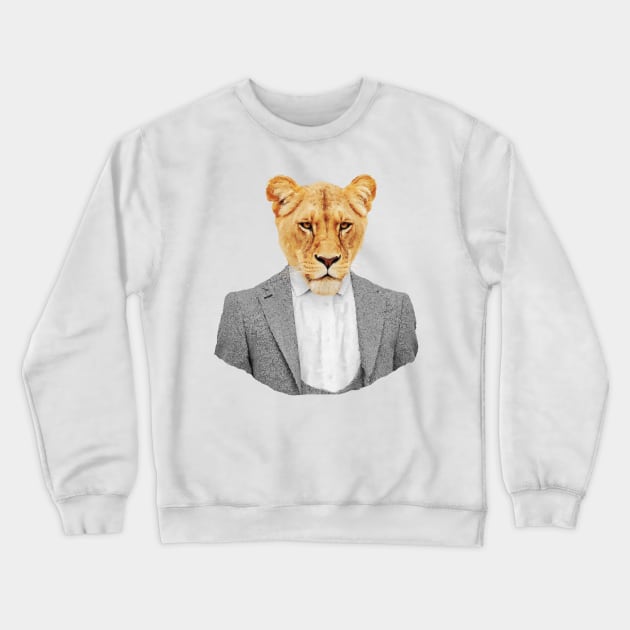 Lioness Portrait Crewneck Sweatshirt by DarkMaskedCats